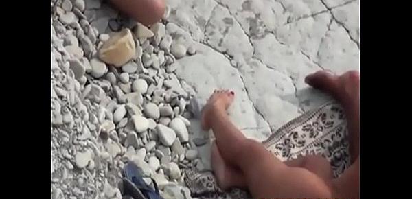  At A Public Beach Man Share His Wife With A Stranger Voyeur